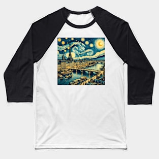 Paris, France, in the style of Vincent van Gogh's Starry Night Baseball T-Shirt